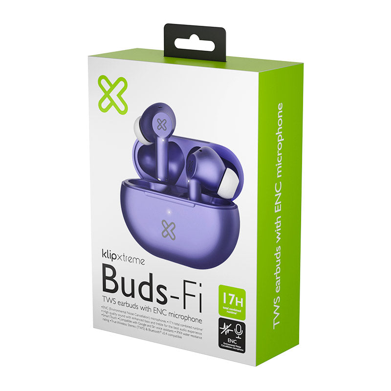Audífonos Buds-Fi Klip Xtreme KTE-015PR Púrpura TWS Bluetooth Hasta 17 Horas ENC Mic IPX3 — vista 2