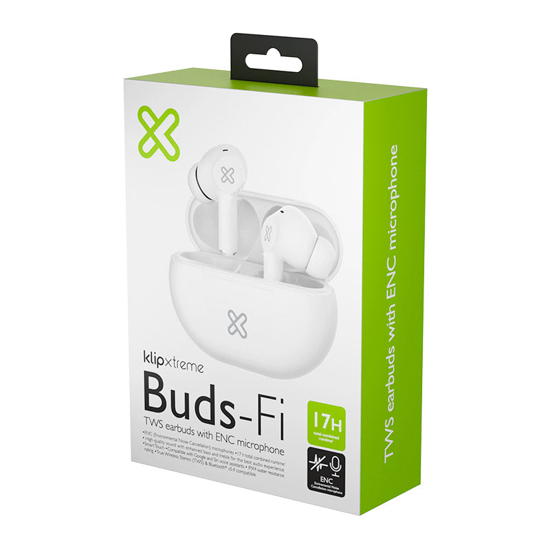 Audífonos Buds-Fi Klip Xtreme KTE-015WH Blanco TWS Bluetooth Hasta 17 Horas ENC Mic IPX3 — vista 2